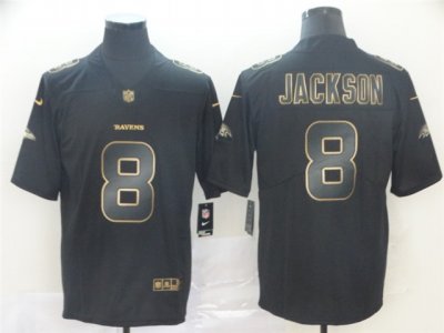 Baltimore Ravens #8 Lamar Jackson Black Gold Vapor Limited Jersey