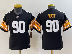 Youth Pittsburgh Steelers #90 T.J. Watt Alternate Black Vapor F.U.S.E. Limited Jersey