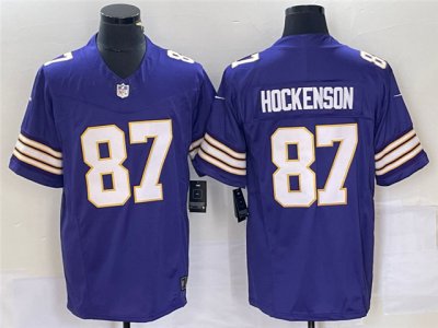 Minnesota Vikings #87 T.J. Hockenson Purple Classic Vapor F.U.S.E. Limited Jersey