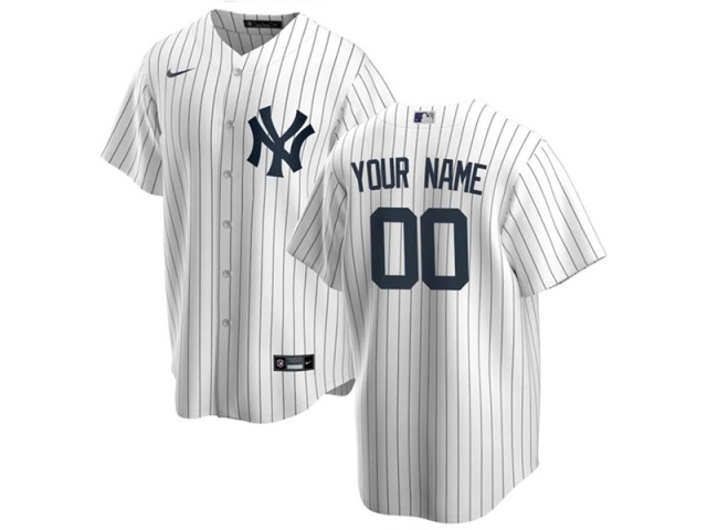 New York Yankees Custom #00 Home White Cool Base Jersey - Click Image to Close