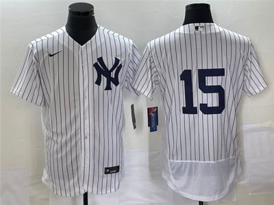New York Yankees #15 Thurman Munson White Flex Base Jersey