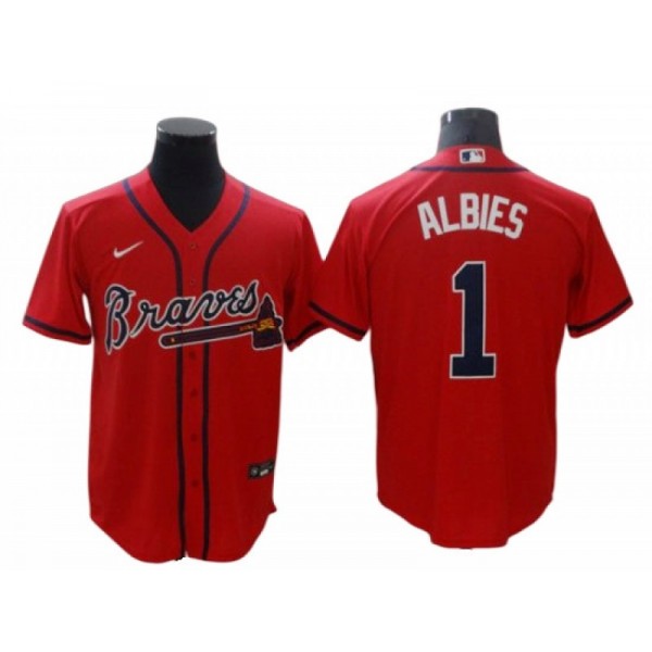 Atlanta Braves #1 Ozzie Albies Red Alternate Cool Base Jersey