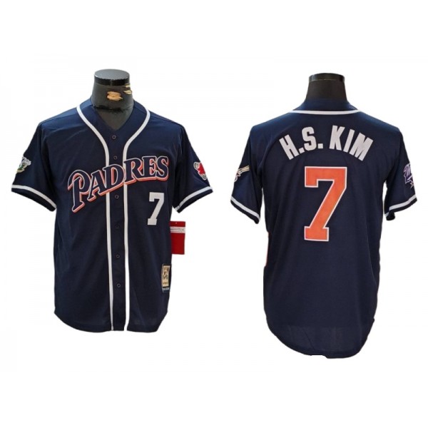 San Diego Padres #7 Ha-Seong Kim Navy Throwback Jersey