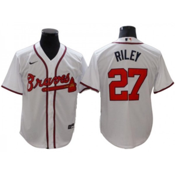 Atlanta Braves #27 Austin Riley White Home Cool Base Jersey