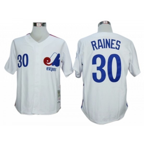 Montreal Expos #30 Tim Raines White Throwback Jersey