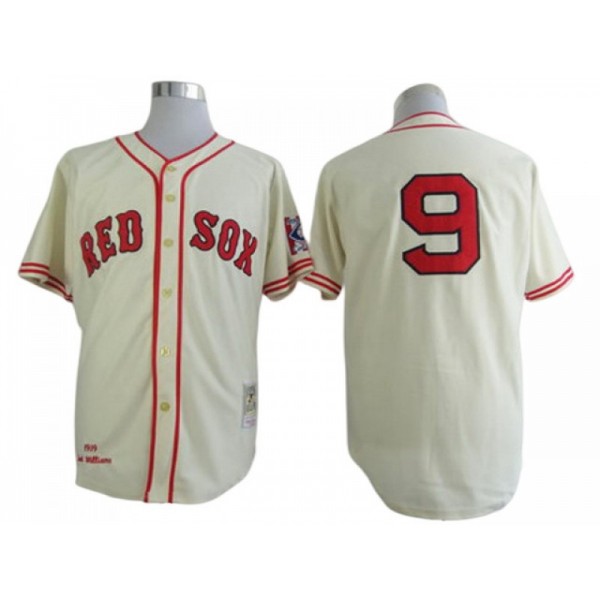 Boston Red Sox #9 Ted Williams Cream Throwback Jersey