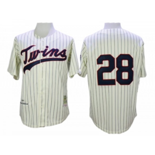 Minnesota Twins #28 Bert Blyleven Cream Stripe 1970 Throwback Jersey