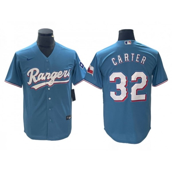 Texas Rangers #32 Evan Carter Light Blue Cool Base Jersey