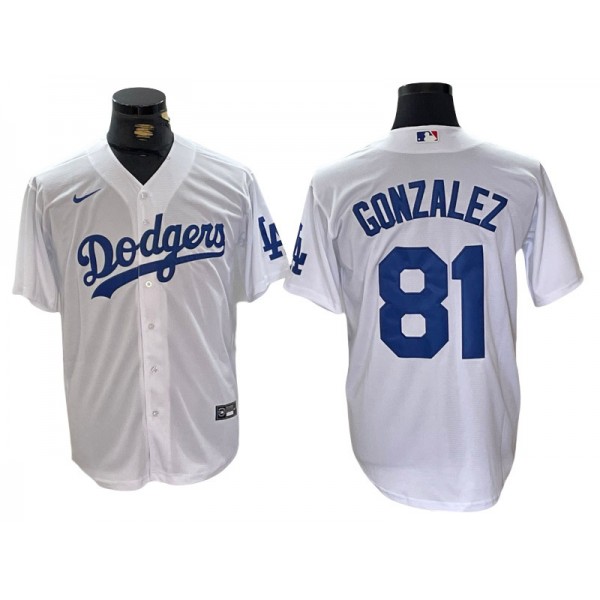 Los Angeles Dodgers #81 Victor Gonzalez White Cool Base Jersey