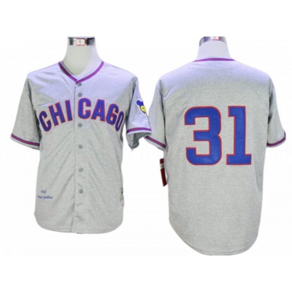 Chicago Cubs #31 Ferguson Jenkins Gray 1968 Throwback Jersey