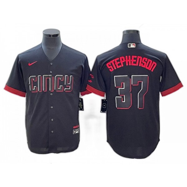 Cincinnati Reds #37 Tyler Stephenson Black 2023 City Connect Jersey