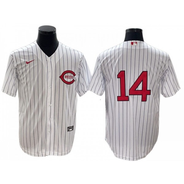 Cincinnati Reds #14 Pete Rose Vintage White Pinstripe Jersey