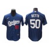 Los Angeles Dodgers #50 Mookie Betts Blue Pinstripe Cool Base Jersey