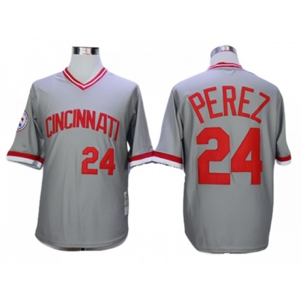 Cincinnati Reds #24 Tony Perez Gray 1976 Throwback Jersey