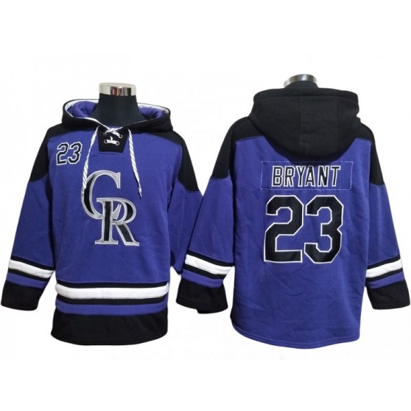 Colorado Rockies #23 Kris Bryant Purple Pullover Hoodie Jersey