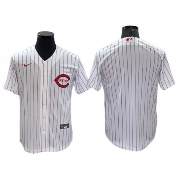 Cincinnati Reds Blank Vintage White Pinstripe Team Jersey