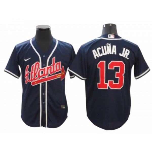 Atlanta Braves #13 Ronald Acuna Jr. Navy Alternate Cool Base Jersey