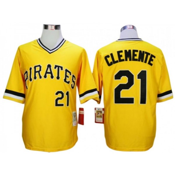 Pittsburgh Pirates #21 Roberto Clemente Yellow 1971 Throwback Jersey