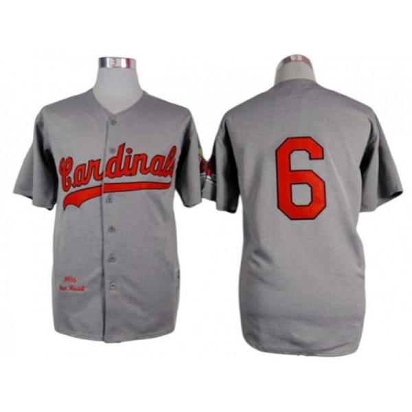 St. Louis Cardinals #6 Stan Musial Gray 1956 Throwback Jersey