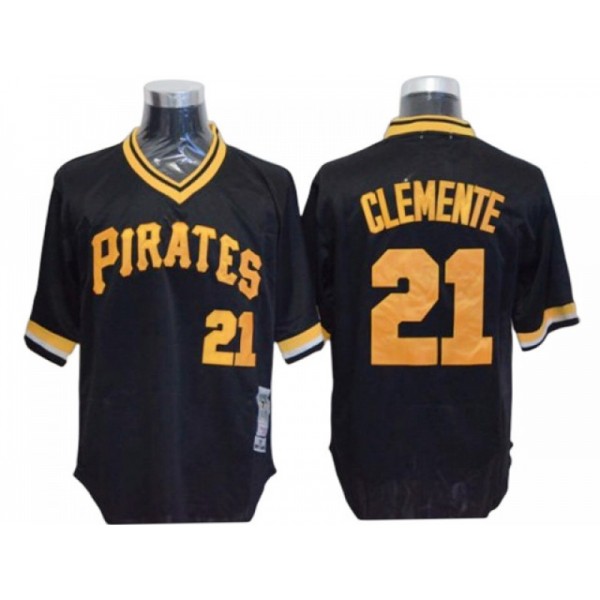 Pittsburgh Pirates #21 Roberto Clemente Black 1971 Throwback Jersey