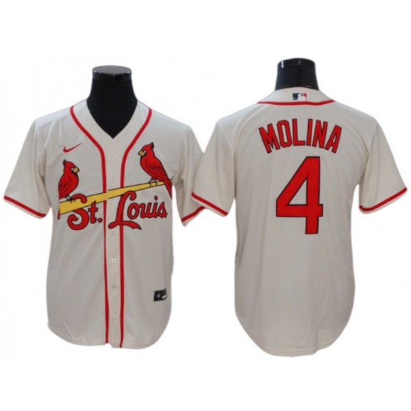 St. Louis Cardinals #4 Yadier Molina Cream Alternate Cool Base Jersey