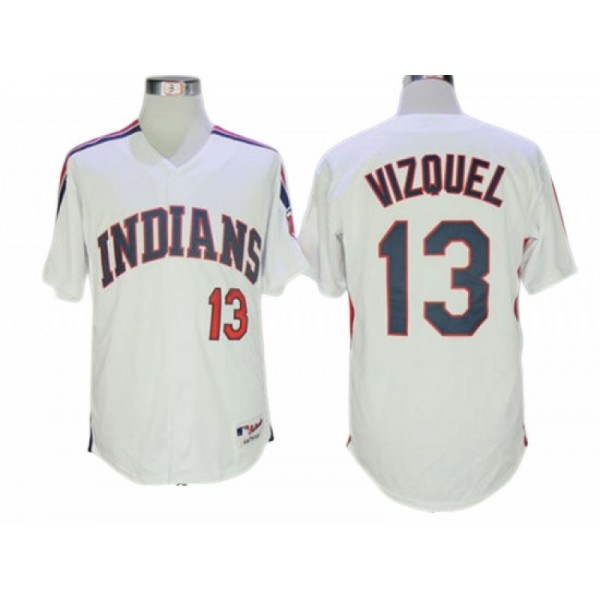 Cleveland Indians #13 Omar Vizquel White 1993 Throwback Jersey