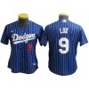 Los Angeles Dodgers #9 Gavin Lux Blue Pinstripe Cool Base Jersey