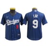 Los Angeles Dodgers #9 Gavin Lux Blue Pinstripe Cool Base Jersey