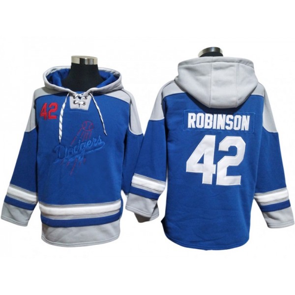 Los Angeles Dodgers #42 Jackie Robinson Blue Pullover Hoodie Jersey