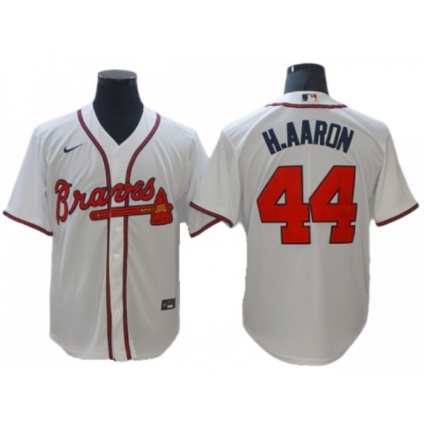 Atlanta Braves #44 Hank Aaron White Cool Base Jersey