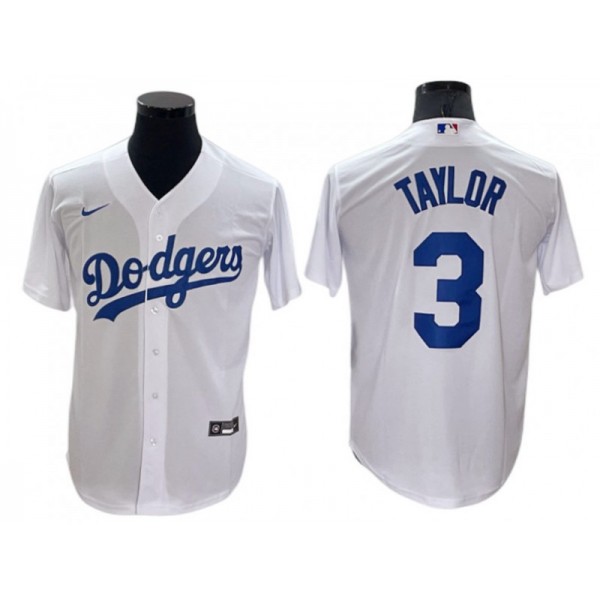 Los Angeles Dodgers #3 Chris Taylor White Home Cool Base Jersey