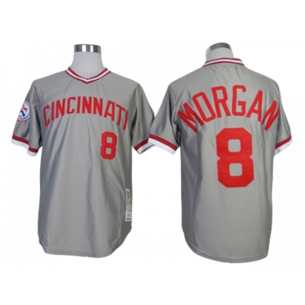 Cincinnati Reds #8 Joe Morgan Gray 1976 Throwback Jersey