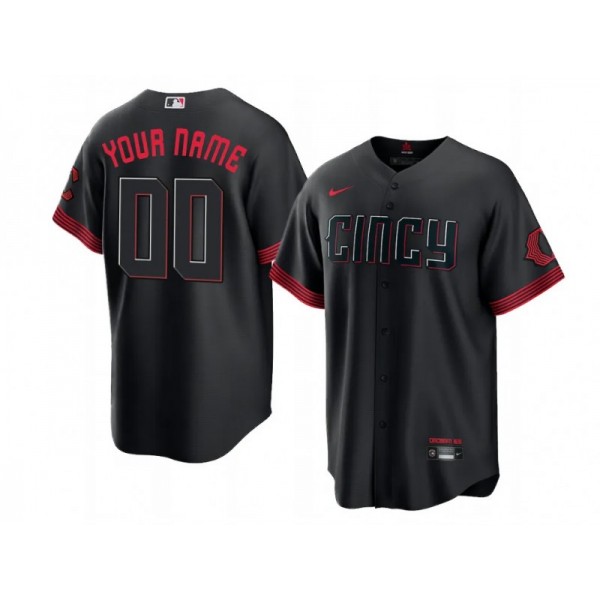 Cincinnati Reds #00 Black 2023 City Connect Custom Jersey