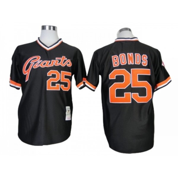 San Francisco Giants #25 Barry Bonds Black Throwback Jersey