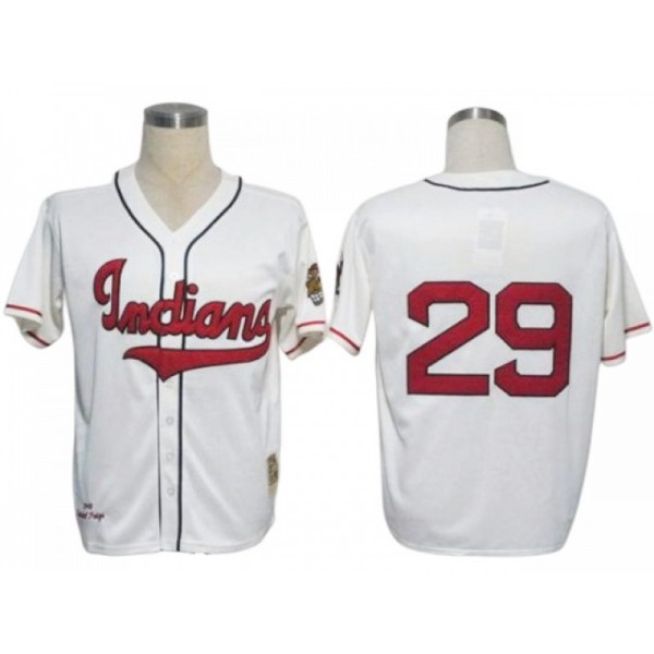 Cleveland Indians #29 Satchel Paige White Throwback Jersey