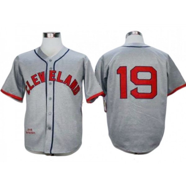 Cleveland Indians #19 Bob Feller Gray 1948 Throwback Jersey