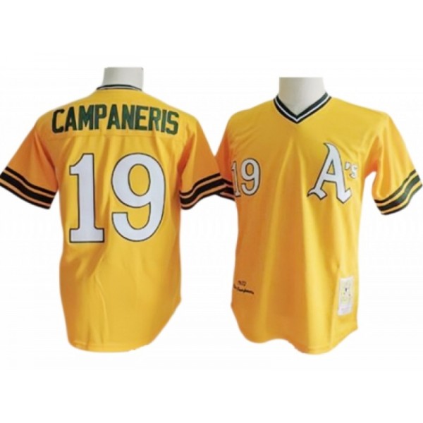 Oakland Athletics #19 Bert Campaneris Yellow 1972 Throwback Jersey