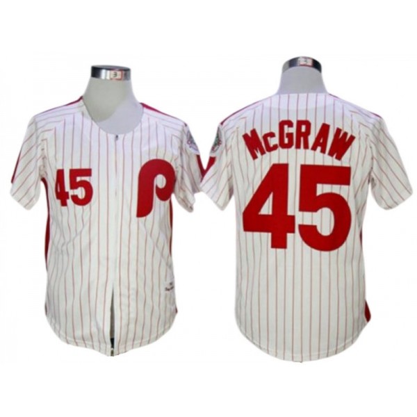 Philadelphia Phillies #45 Tug McGraw White 1983 Throwback Jersey