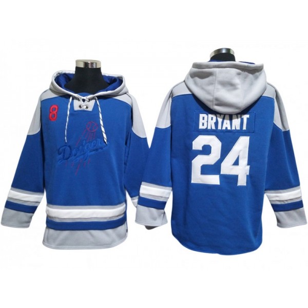 Los Angeles Dodgers #8/24 Kobe Bryant Blue Pullover Hoodie Jersey