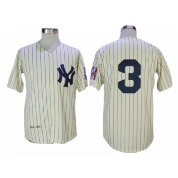 New York Yankees #3 Babe Ruth Cream Throwback Jersey