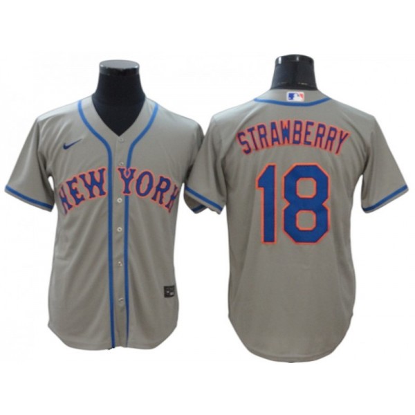 New York Mets #18 Darryl Strawberry Gray Road Cool Base Jersey