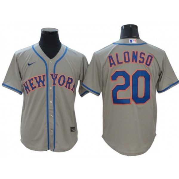 New York Mets #20 Pete Alonso Gray Road Cool Base Jersey