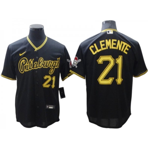 Pittsburgh Pirates #21 Roberto Clemente Black Alternate Cool Base Jersey