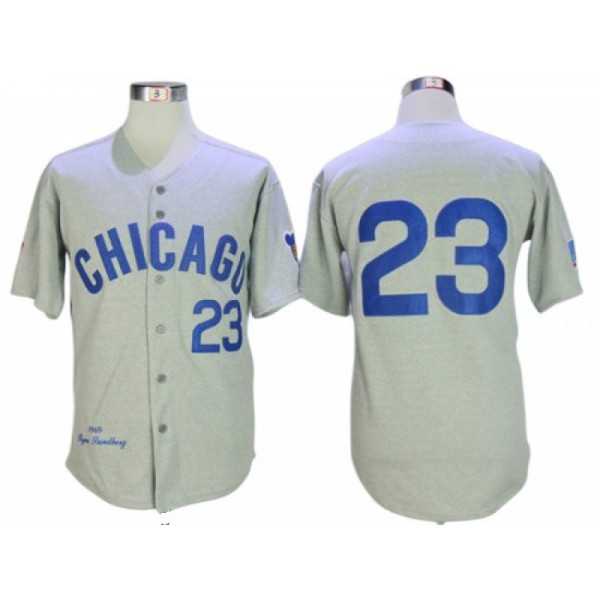 Chicago Cubs #23 Ryne Sandberg Gray 1969 Throwback Jersey