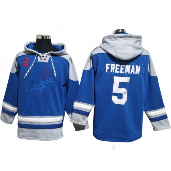 Los Angeles Dodgers #5 Freddie Freeman Blue Pullover Hoodie Jersey