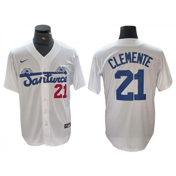 Santurce Crabbers #21 Roberto Clemente White Cool Base Jersey