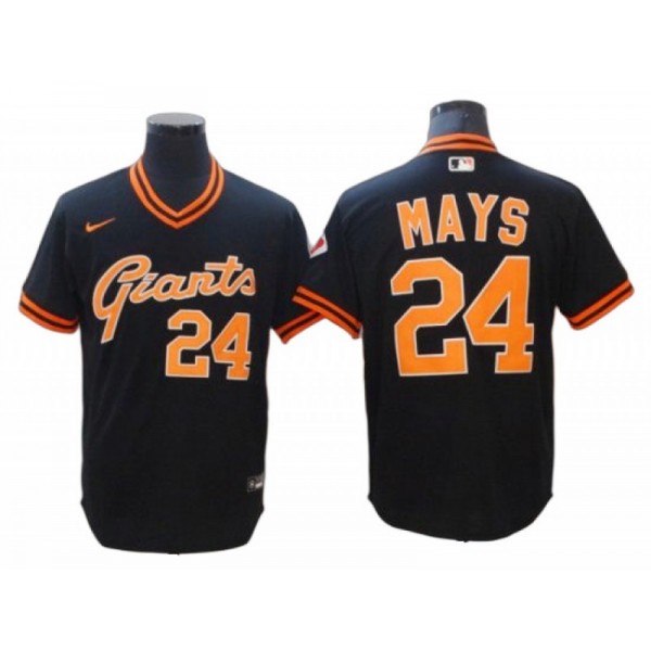 San Francisco Giants #24 Willie Mays Vintage Black Jersey