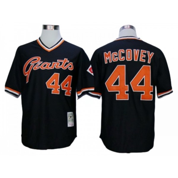 San Francisco Giants #44 Willie McCovey Black Throwback Jersey