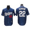 Los Angeles Dodgers #22 Clayton Kershaw Blue Pinstripe Cool Base Jersey