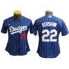 Los Angeles Dodgers #22 Clayton Kershaw Blue Pinstripe Cool Base Jersey